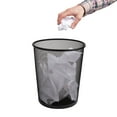 thumbnail image 5 of Mind Reader Mesh Trash Can, 16.65L (4.4 gal), Waste Paper Basket, Round, Office, Metal Mesh, 11.5"L x 11.5"W x 13.75"H, Set of 2, Black, 5 of 9