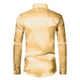 thumbnail image 6 of Wyobmus Men's Satin Dress Shirt Shiny Silk Long Sleeve Button Down Shirts Fancy Party Prom Shirt Slim Fit Casual Shirt Gold, 6 of 7
