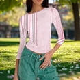 thumbnail image 4 of Jsaierl Womens 3/4 Length Sleeve Tops Summer Crew Neck Shirts Trendy Graphic Petite Blouses Work Dressy Tunic Top S-3XL, 4 of 7