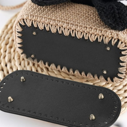 RENACLIPY 2Pcs Durable Black Handicraft Bag Handle and Base Board for DIY Bag Projects