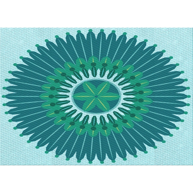Ahgly Company Machine Washable Indoor Rectangle Transitional Dark Cyan Green Area Rugs, 8' x 12'