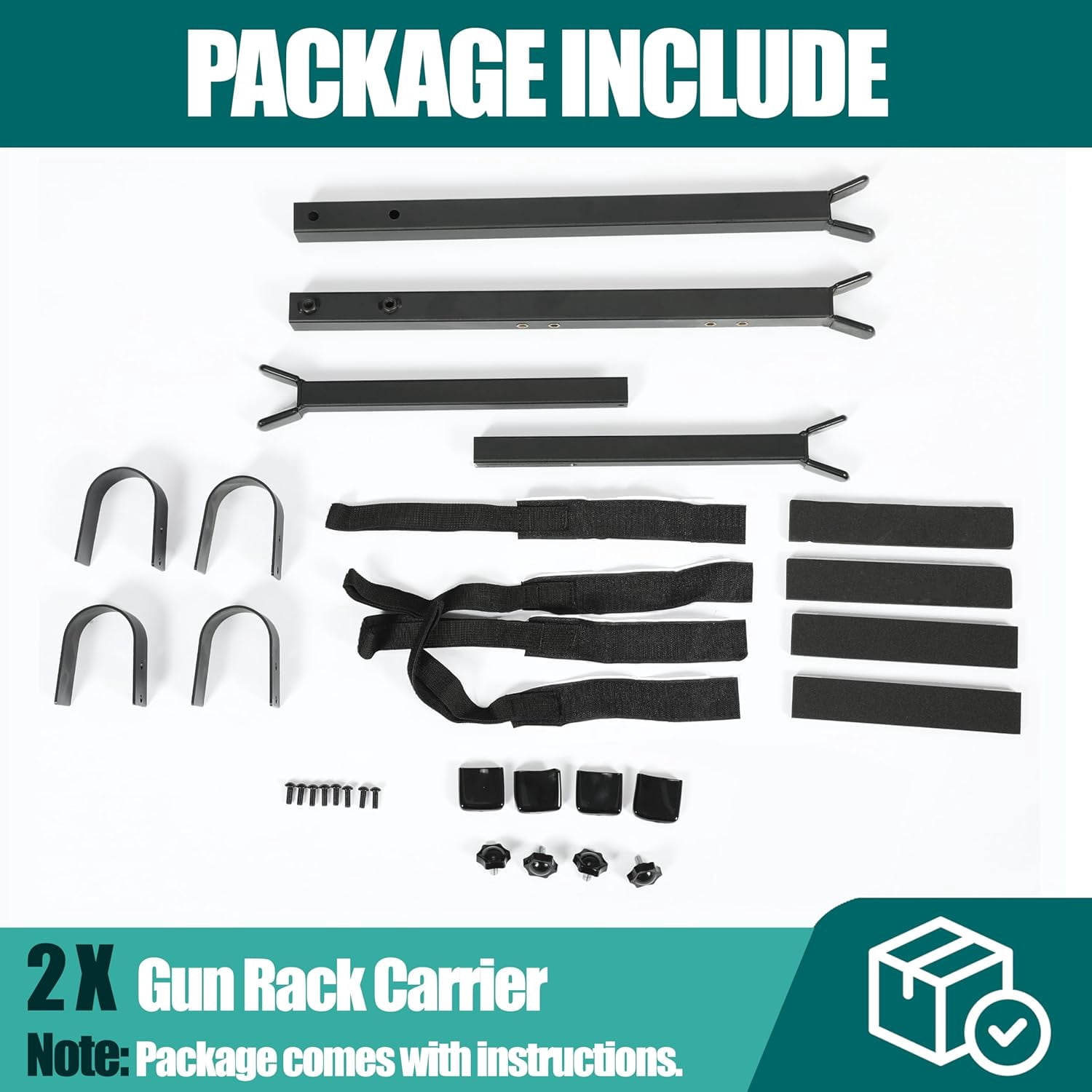 Kojem Adjustable UTV Gun Rack, Fit for Polaris Ranger Kawasaki Mule, Overhead Gun Rack Holder, Fit Round Roll Bars & Pro-fit Cages, Roof Gun Carrier 23-31in