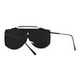 thumbnail image 4 of SA106 Retro Shield Oceanic Lens Oversize Flat Top Metal Sunglasses All Black, 4 of 4