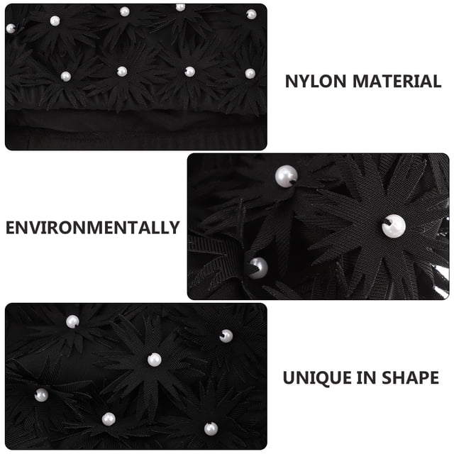 unbranded Gorro De Natación Femenino Negro Con 3D Flor Y Material Premium Para Actividad