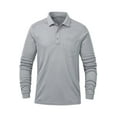 thumbnail image 2 of Satankud Mens Golf Shirt Long Sleeve 3 Button Moisture Wicking Dry Fit Solid Casual Golf Polo Shirts for Men Light Gray S, 2 of 8