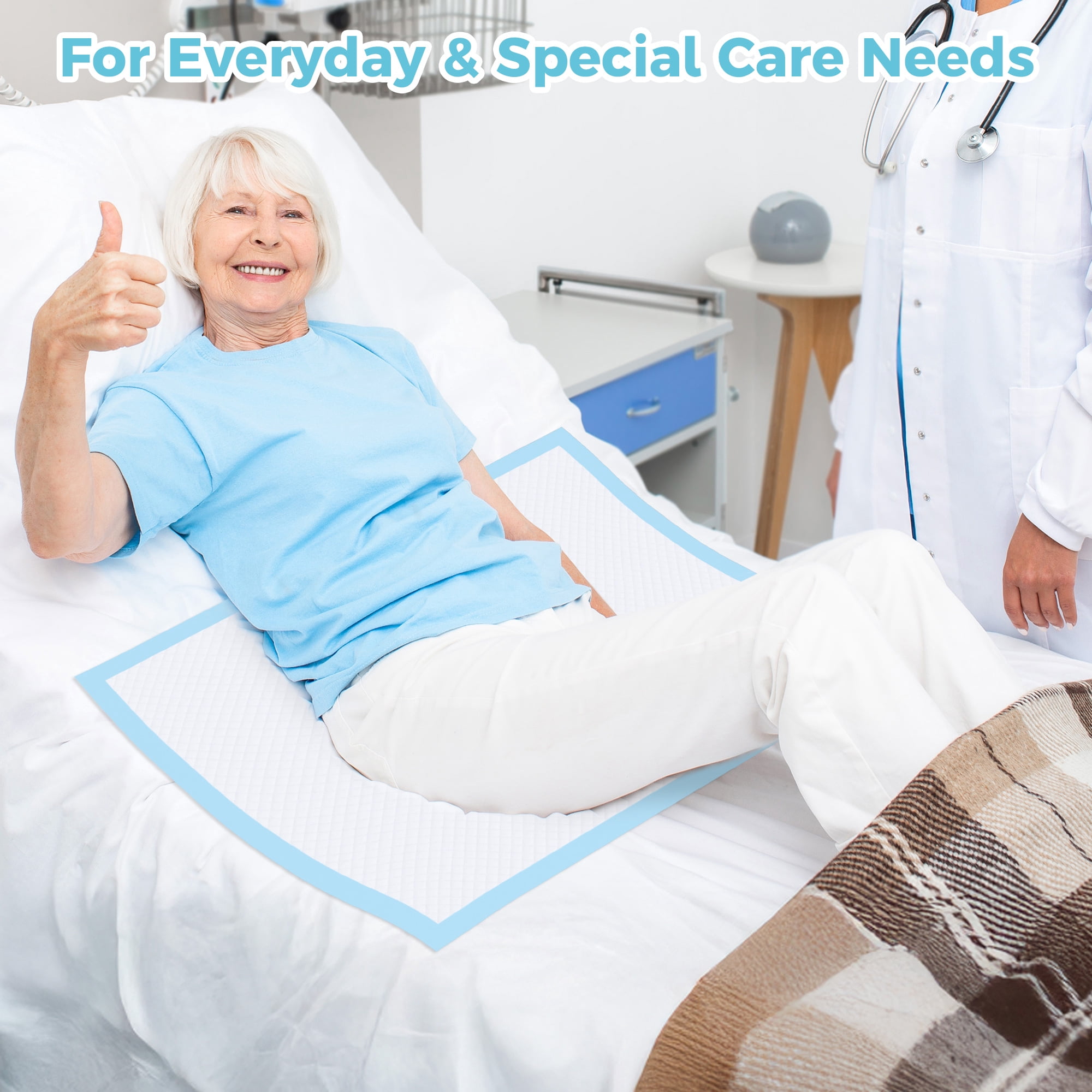 COSYWILL Bed Pads,30'' x 36'' Incontinence Bed Pads for Adults, Disposable Underpads with Adhesive Strip,60 Count
