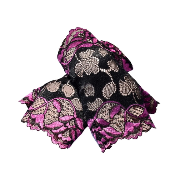Fingerless Gloves for Women, Women Lace Gloves Cuffs Floral Short Lace Half Finger Gloves for sports Matching Driving Costume Red