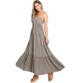 thumbnail image 2 of Love Stitch Women's Billowy Bohemian Smocked Top Dress  (Gray, Small), 2 of 5