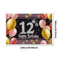 thumbnail image 3 of Sparkly 12th Birthday Backdrop Banner with Crown Balloons and Stars Party Supplies Photography Props Birthday Decoration Happy Birthday Decor Background for Photo Booth Party Decorations, 3 of 7
