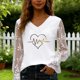thumbnail image 5 of Xuyuer Women's Romantic Lace Insert V-Neck Blouse with Floral Print and Delicate Sleeves, Feminine Elegant Top for Date Nights, Garden Parties and Special Occasion Outfits, 5 of 6