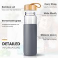 thumbnail image 2 of Botella de agua Yomious Glass de 750 ml con tapa y funda de bambú, 2 of 8