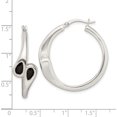 thumbnail image 3 of Sterling Silver Polished Black Enamel Hearts Circle Hoop Earrings (32.8 X 31.25) Made In India qe15916, 3 of 5