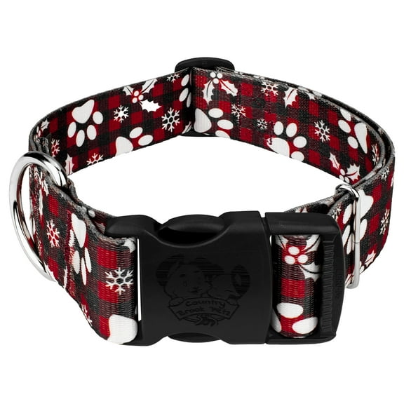 Country Brook Petz® 1 1/2 inch Deluxe Christmas Plaid Dog Collar, Extra Large