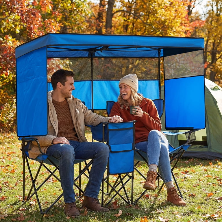 WTVIDAS Double Beach Chair with Canopy Shade, Folding Oversized