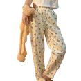thumbnail image 1 of Pantalones de dormir ANGGREK para mujer de Seda de leche patrón de oso de dibujos animados, 1 of 8