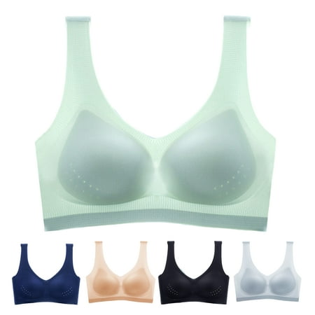

rygai Sports Bra Gather High Elasticity Breathable Lightweight Comfortable See-through Mesh Ultra Thin Hollow Out Lady Brassieres for Daily Wear Skin Color 2XL