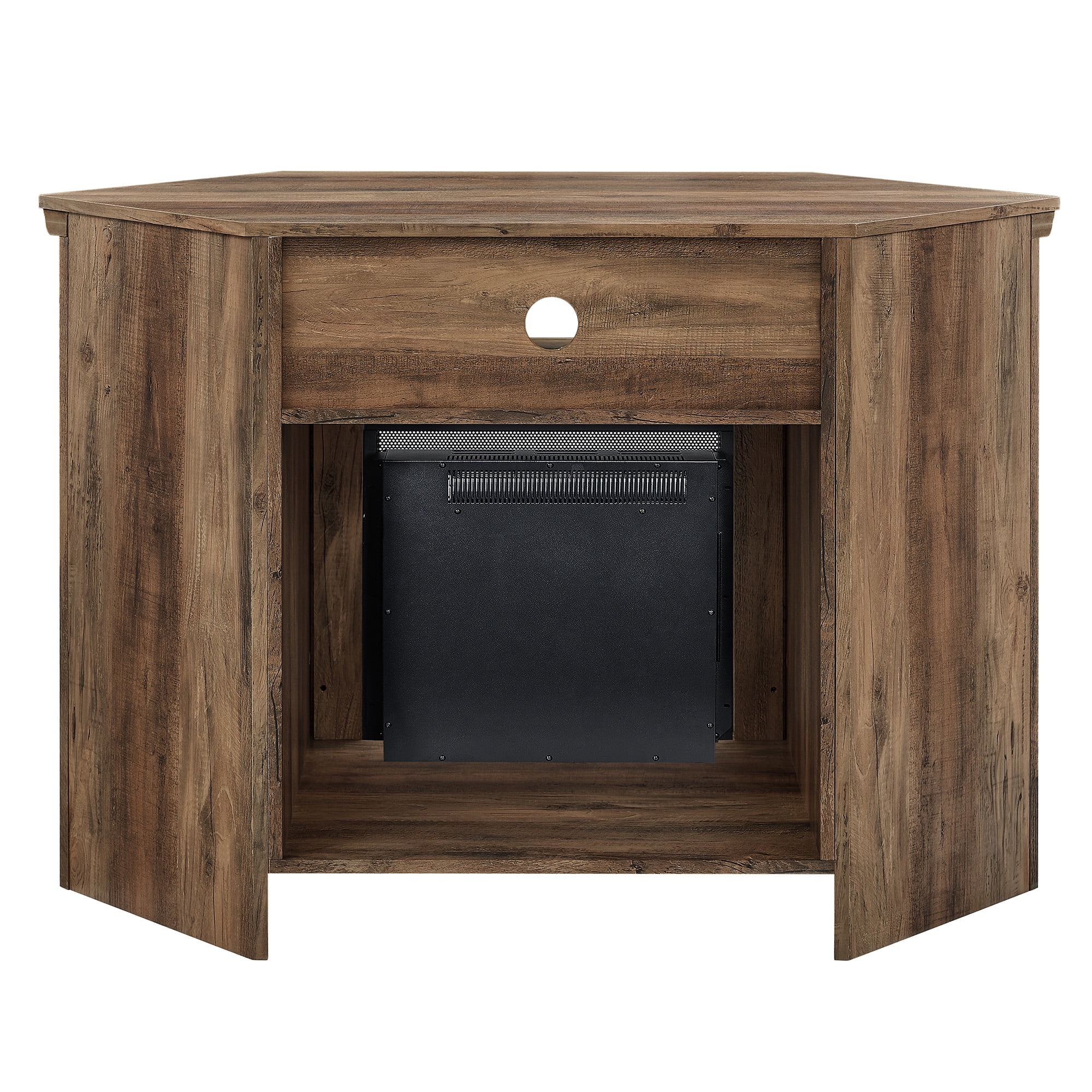 Walker Edison Rustic Oak Corner Fireplace TV Stand for TVs up to 50"