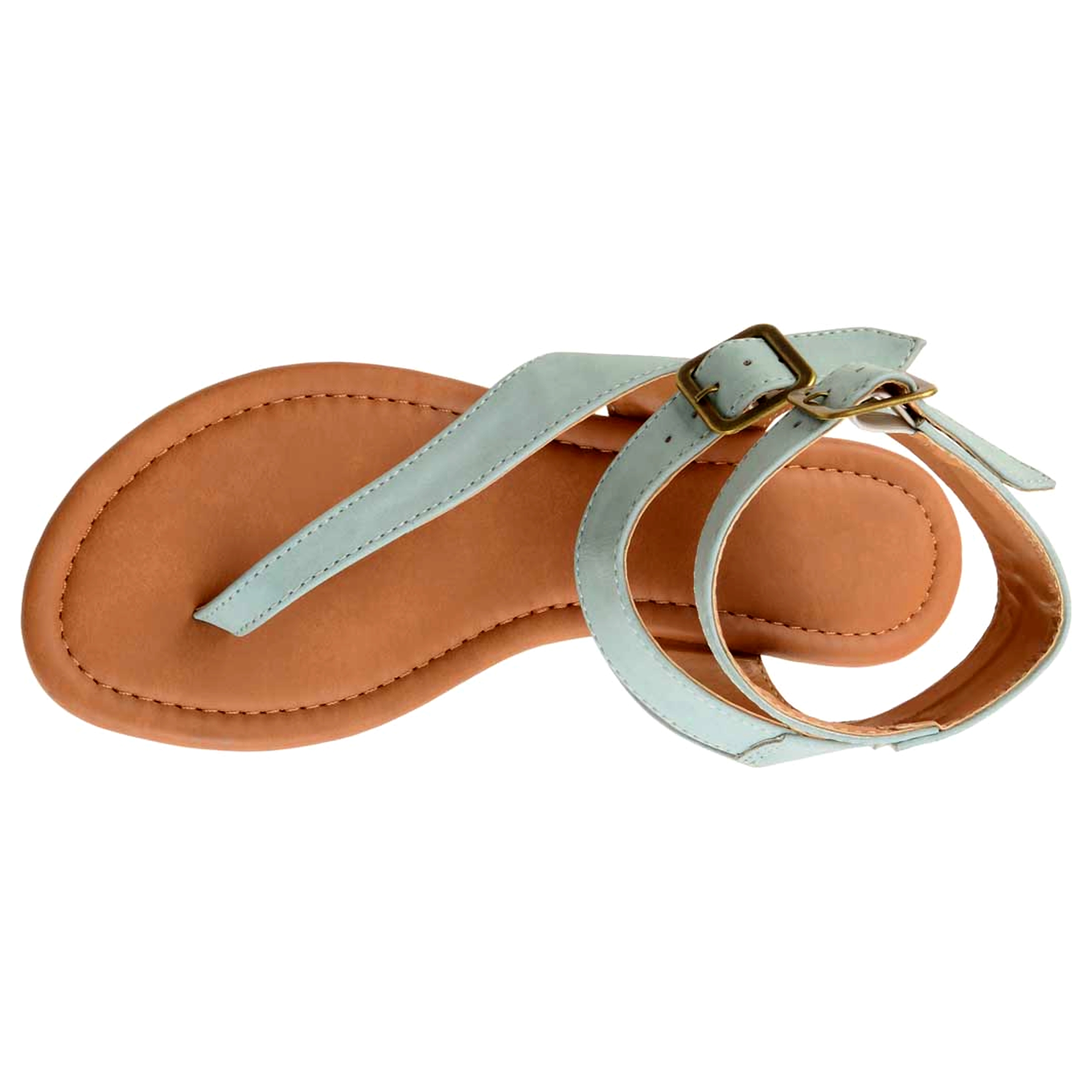 Journee Collection Womens Kyle Faux Leather Ankle Straps Flat Sandals