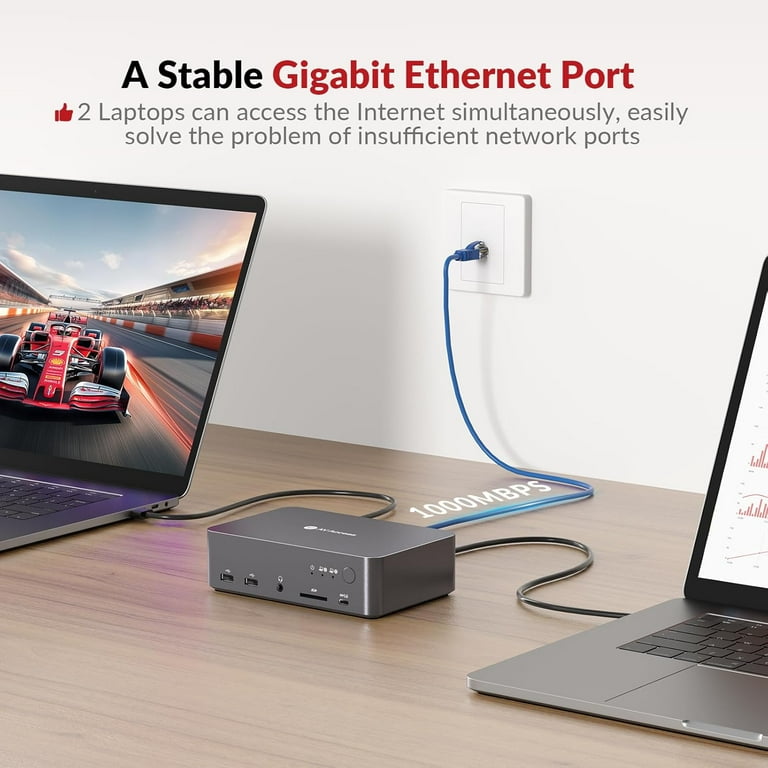 AV Access USB-C KVM Switch Docking Station for 2 Laptops, Dual 4K
