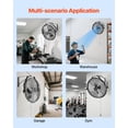 thumbnail image 6 of 18 Inch Industrial Wall Mount Fan - 4000 CFM 3-Speed Garage Workshop Fan - High Velocity Cooling for Warehouses, Factories, Kitchens - Metal Construction, 6 of 9