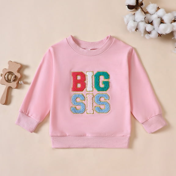 YWDJ Boys Girls Long Sleeve Sports Sweatshirt Casual Clothing Kids Big Sister Little Sister Sports Casual Sweatshirt 6 Months - 4 Years Old Pink 6 Months