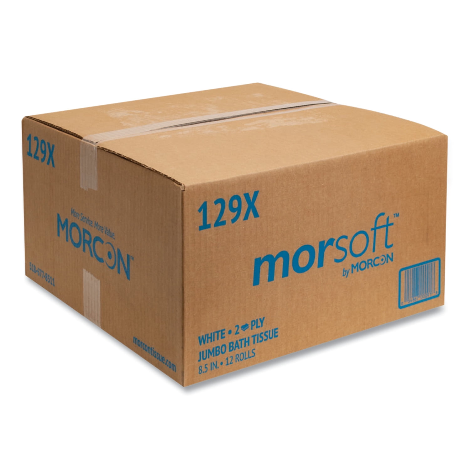 Morcon Tissue Jumbo Toilet Paper, Septic Safe, 2-Ply, White, 500 ft, 12/Carton -MOR129X
