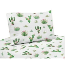 Sweet Jojo Designs Cactus Floral Pink and Green 3 Piece Twin Size Sheet Set
