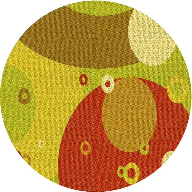 Ahgly Company Tapis Rond Lavable en Machine Intérieur Transitionnel Orange Rouge Orange, 4 Pieds Rond