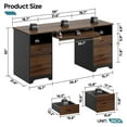 thumbnail image 4 of Bestier 59" Computer Desk with 4 Drawers, Office Executive Desk with File Drawer, Keyboard Tray for Home Office, Cherry, 4 of 9