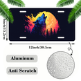 thumbnail image 2 of 1 Pcs 2D Flat License Plate Covers & Frames, Wolf Howling at the For Decorative Front, Waterproof For Decoration Aluminum License Plate Covers & Frames Cover For Men Women, 12" X 6", 2 of 7