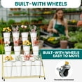 thumbnail image 5 of Flower Display Stand with 12 Buckets, Flower Cart 3 Layers, Flower Stand Metal with Wheels, Moving Florist Bouquet Shelf, Gold, 5 of 9