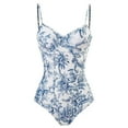 thumbnail image 2 of WREESH Womens One Piece Swimsuits Conservative Slimming Retro Printed Swimsuit with Steel Bracket Hard Bag (Steel Bracket with Chest Pad) Sleeveless Bathing Suits Blue, 2 of 5