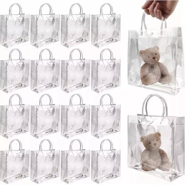 30 Bolsa Regalo Con Asa Transparentes Boda Bautizo Recuerdos