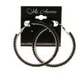 thumbnail image 2 of Black & Silver-Tone Colored Metal Hoop-Earrings With Bead Accents #LQE2237, 2 of 2