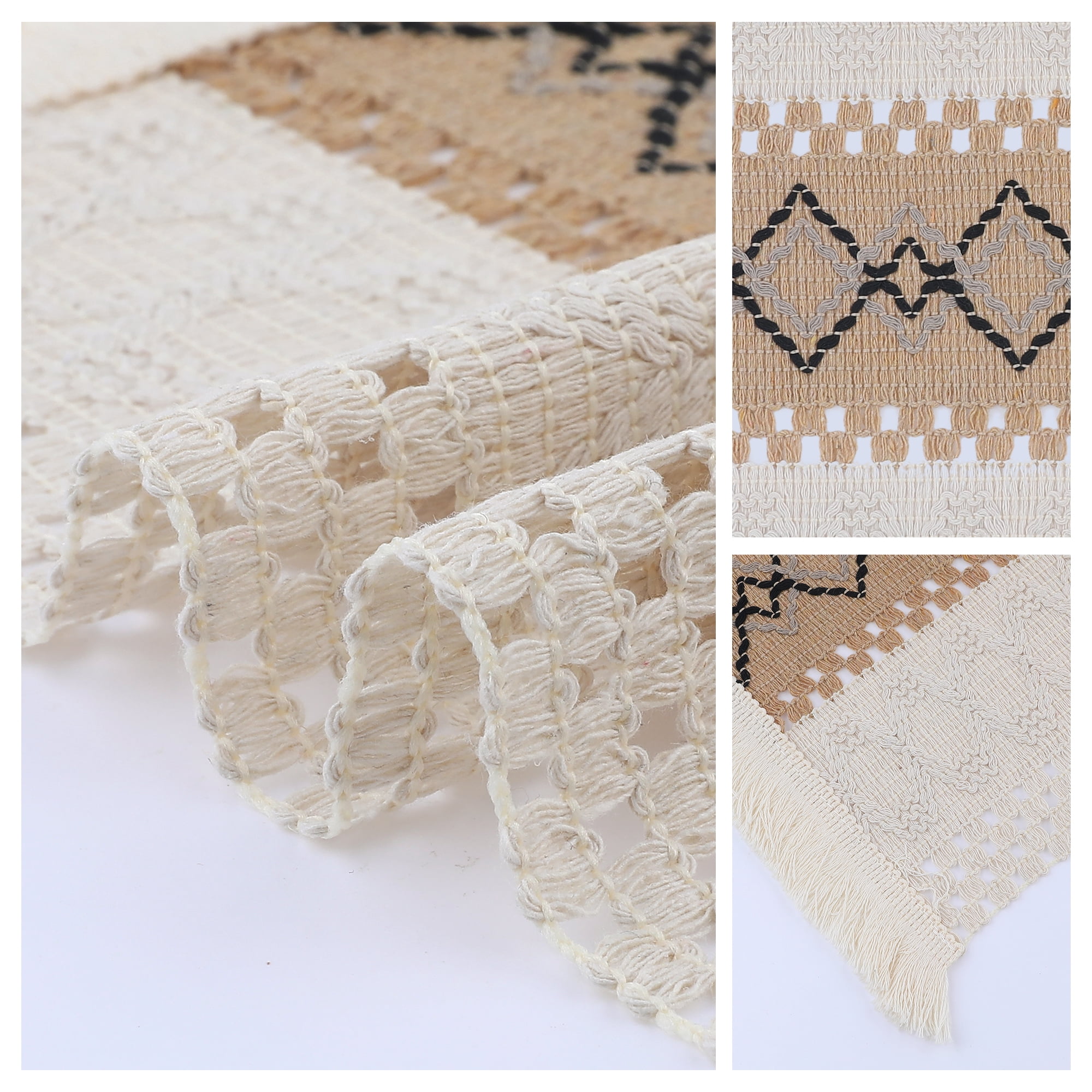 Unique Bargains Set of 4 Farmhouse Placemats for Dining Table Decor White-Brown-Black