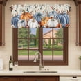 thumbnail image 6 of Fall Orange Blue Curtain Valances for Windows, Kitchen Valance Window Treatments Panel 2 Pack, Thanksgiving Floral Botanical Vintage Rod Pocket Short Curtains for Bathroom Bedroom 42 x 18 Inch, 6 of 8