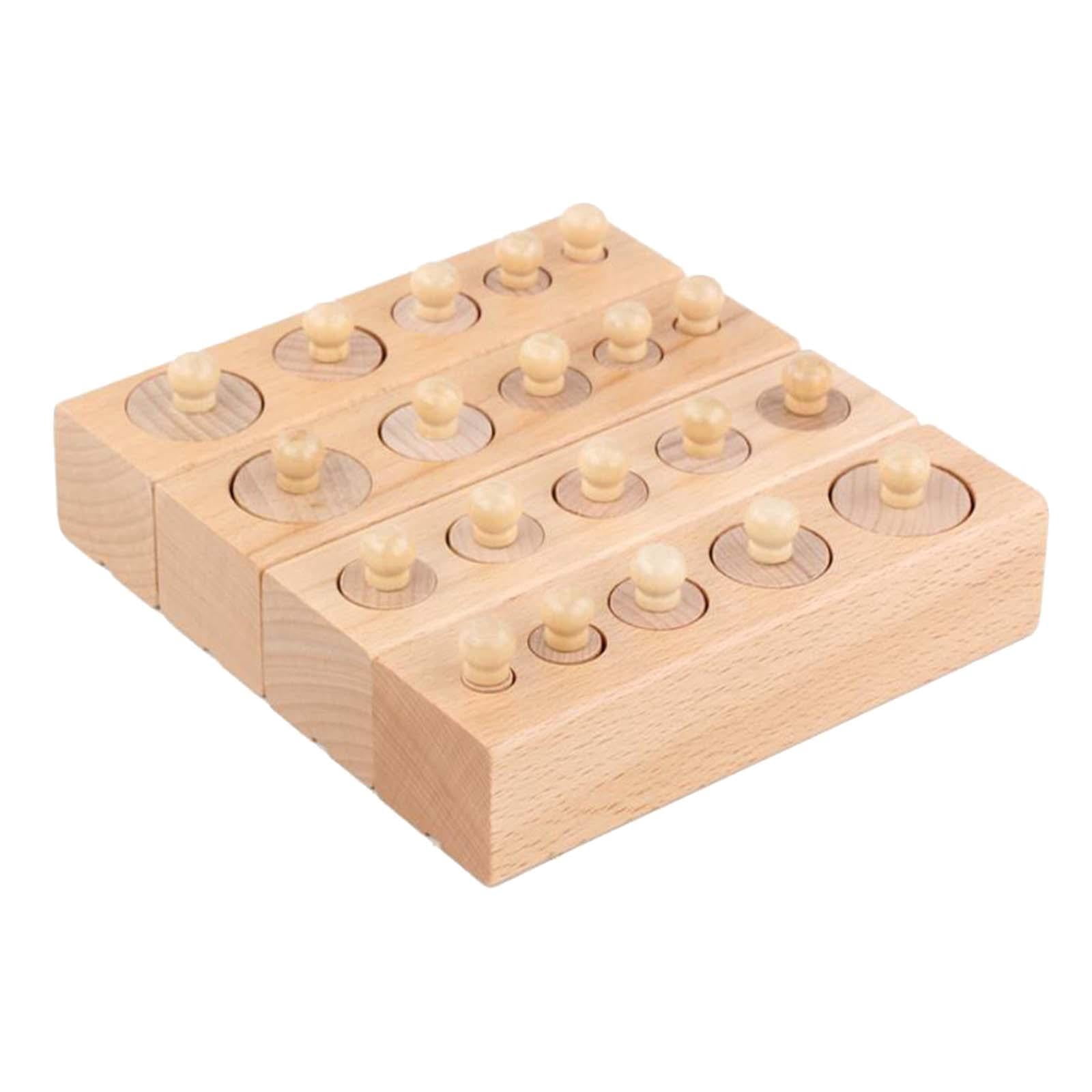 LeeQinersw 4 Pieces Wooden Knob Log Cylinder Blocks Patterning Early Development Board Game
