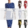 thumbnail image 3 of BLTIBY Elegant 3/4 Sleeve Midi Dress Women Polka Dot Vintage Boat Neck Waisted Slim Fit Dresses with Waist Sash for Office Cocktail Party Anniversary Evening Gowns Red 3XL, 3 of 6