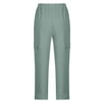 thumbnail image 6 of Penkiiy Women Casual Pockets Elastic Waist Pants Loose Long Trousers Pants M Green, 6 of 7