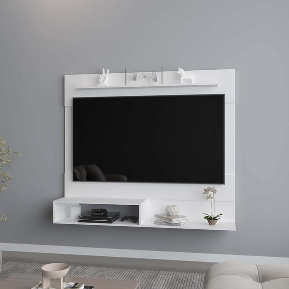 FM FURNITURE Irmo Wall-Mounted Entertainment Center Engineered Wood White