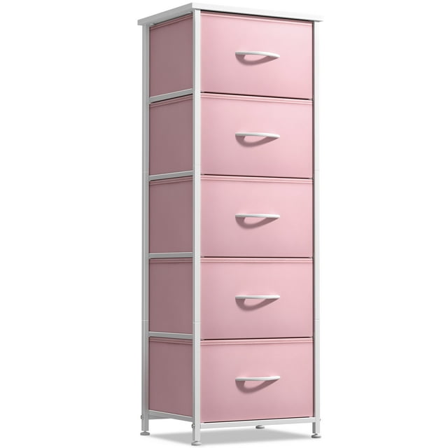 Sorbus Cómoda de Tela para Recámara Infantil: Cómoda de 5 Cajones, Torre de Almacenaje Alta, Organizador de Ropa, para Armario, para Sala de Juegos, para Guardería, Estructura de Acero, Contenedores d