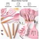 thumbnail image 3 of Utensilios de cocina de silicona ZHCH 12 piezas resistentes al calor con mango de madera color rosa, 3 of 5