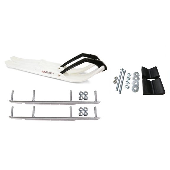 C&A Pro White XPT Snowmobile Skis w/ 9" Shaper Bars Complete Kit 2016 Ski-Doo w/o T.S. Adjustable (excl. Summit)