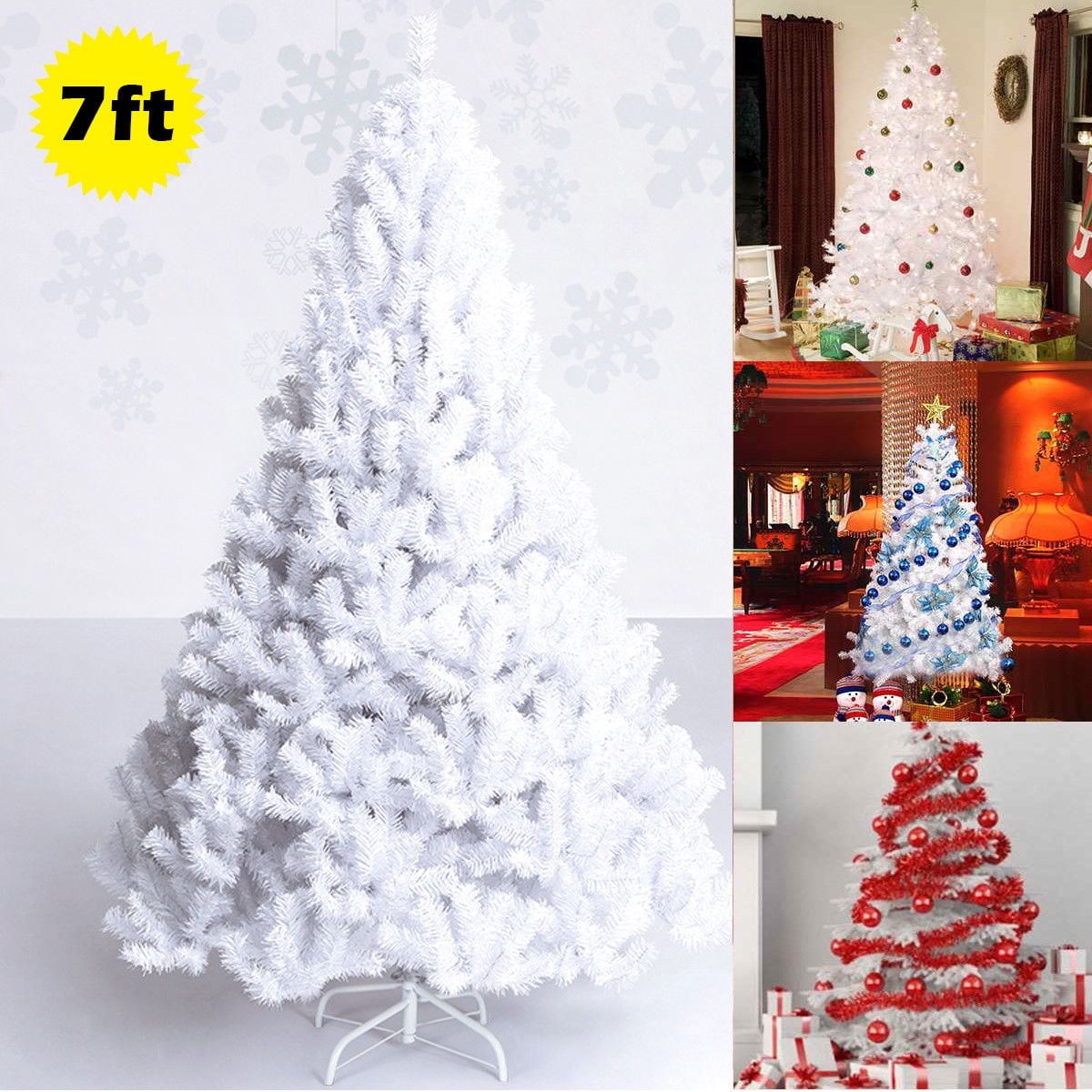 6FT/7Ft Artificial PVC Christmas Tree W/Stand Holiday Season Home Outdoor Snow 