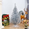 thumbnail image 2 of Costway 3FT Silver Tinsel Christmas Tree Unlit Artificial with Plastic Stand Home Decor, 2 of 8