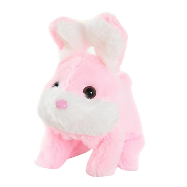 de peluche eléctrico, animal de peluche con sonido, simulación, regalo de cumpleaños, creativo, regalo de fiesta, conejo de peluche interacti Rosa