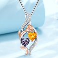 thumbnail image 5 of Taioiat Double Birthstone Necklaces for Women 18K Gold Plated Birthstone Rose Flower Jewelry Anniversary Valentines Day Mother's Day Birthday Gifts for Her Wife Girlfriend Mom, 5 of 7
