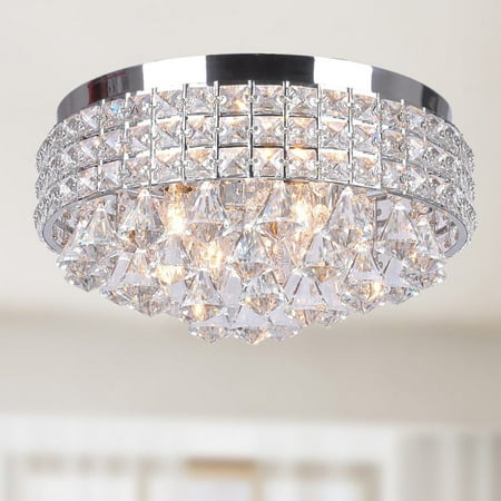 Bright Chrome Flush - The Lighting Store Antonia Ornate Crystal Flush Mount Chandelier in Chrome