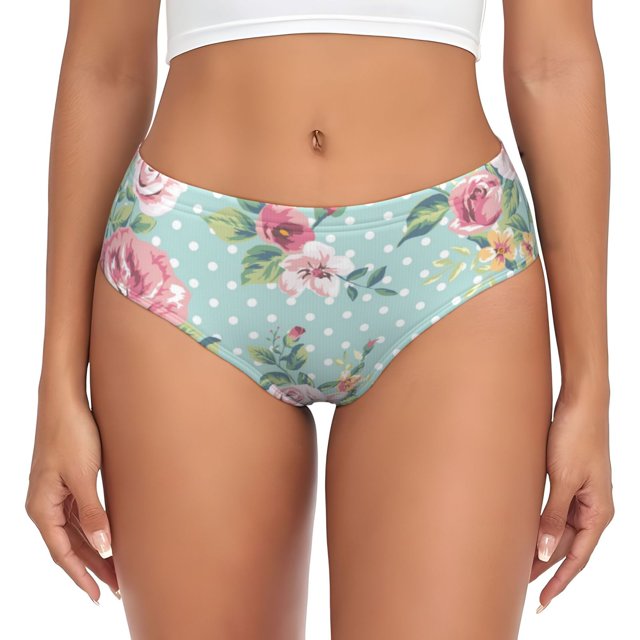 Balery Vintage Floral Ropa Interior de Algodón para Mujer con Dibujo – Braguitas Cómodas y Elásticas, Estilo Clásico-4X-Large