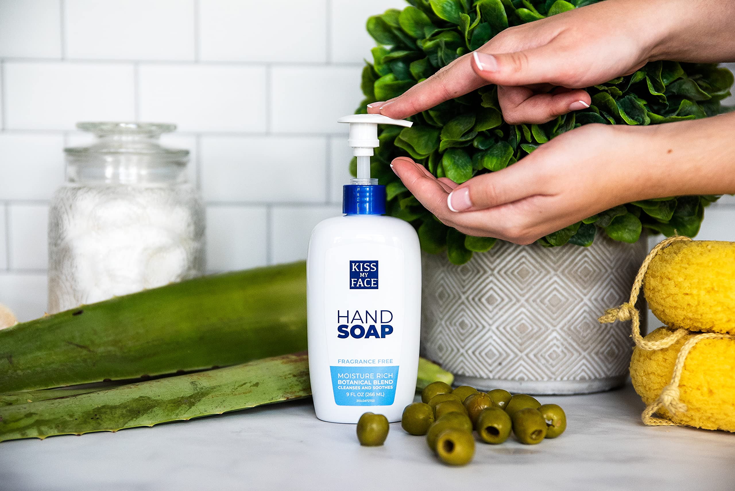 Kiss My Face Fragrance Free Liquid Hand Soap, Vegan And Cruelty Free Hand Wash Soap, 9 Fl Oz Bottle With Pump Dispenser, Fragrance Free, 6 Pack.